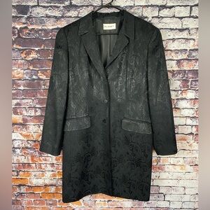 Planet Black Long Paisley Sparkling Button Up Blazer Coat Sz L